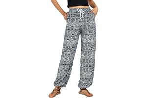 Urban GoCo Femmes Boho Harem Pantalon Dames Floral Imprimer Élastiquée Taille Pantalon