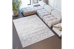 TAPISO Sky Teppich Kurzflor Modern Grau Creme Ornament Floral Design Meliert Vintage Wohnzimmer Schlafzimmer 3D Optik ÖKOTEX 180 x 250 cm