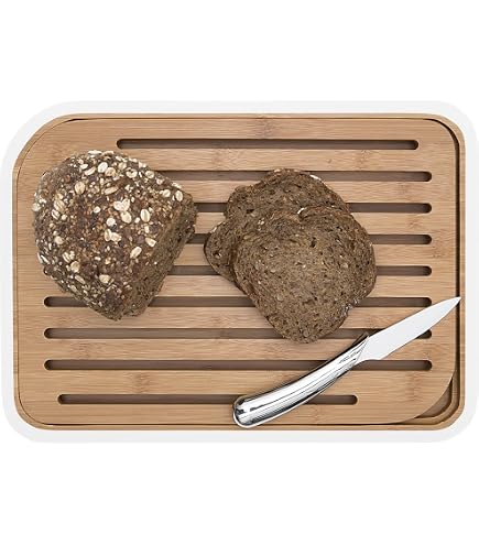 Pebbly NBA168 Planche à Pain En Bambou L Vert Sauge - 35 X 25 Cm, Pratique Et Écologique