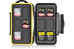 Ares Foto® wodoodporne etui transportowe na 12 kart pamięci SDHC/SDXC. Obudowa na karty pamięci. Wodoodporna gumowa uszczelka.