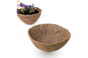 DIVCHI 4Pack Natural Coco Fiber Liners for Round and Trough Hanging Baskets - 14 inch Sizes - Indoor and Outdoor Garden Porch & Balcony Planter Liner Replacement (14" Round Coco Liner 4Pack)