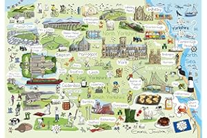 GREAT BRITISH JIGSAWS Yorkshire Map 1000 Piece Jigsaw Puzzle; Emma Joustra art Collection; Eco-Friendly, Gift for Adults & Families