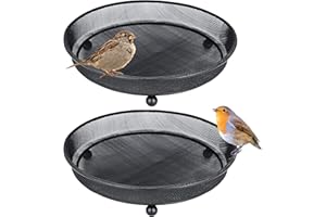 iBorn Mangiatoia per uccelli selvatici con base rialzata, in rete, colore: nero, confezione da 2