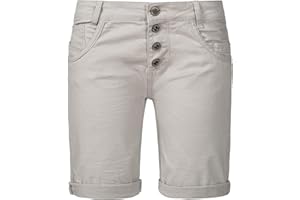 Sublevel Damen Denim Bermuda Chino Stretch Shorts mit Aufschlag Bequeme Kurze Hose im Used Look