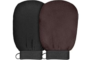 NIMISYRA 2Pcs Gant Exfoliant Corps,Gommage Corps et Exfoliant Visage,Corps Et Visage Femme Et Homme,Gant Gommage Peau pour Exfolier Gommage Corporel et Élimine les cellules mortes de la peau（Noir + brun）