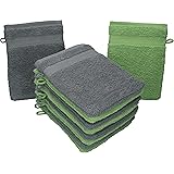 Betz Lot de 10 Gants de Toilette Taille 16x21 cm 100% Coton Premium Couleur Vert Pomme, Gris Anthracite