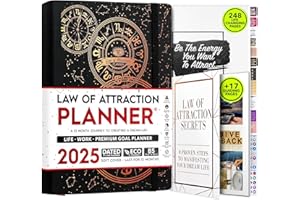 FREEDOM MASTERY Planer Prawo Przyciągania, Planer tygodniowy i miesięczny, 12-miesięczna podróż w celu zwiększenia produktywności i poprawy organizacji, organizer życia, dziennik wdzięczności, planer godzinowy, lista