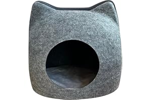 EL ÁTICO PETS Panier pour Chat. Niche pour Chat avec Coussin. Maison avec Entrée Ronde (Gris Foncé, Grotte)