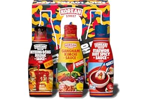 ‎KOREAN STREET [Korean Street] Spicy Lovers Pack_ Buldak & Kimchi & Hot Sauce (3 Flavors) - Fiery Korean Hot Sauce Variety Pack - Made in Korea, Vegan, Non MSG