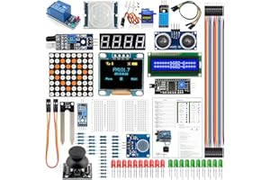 ideaspark Module de capteur Arduino avec écran LCD OLED 1602 0.92",Relais,servomoteur,DH-T11,Module ultrasonique pour projets de démarrage Arduino R3UNO Mega Nano Raspberry Pi(Tutoriel Anglais)