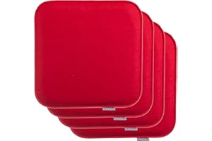 Brandsseller Lot de 4 Coussins d'assise en Feutre 35 x 35 x 2 cm – Galettes de Chaise carrées et Robustes pour l’intérieur et l’extérieur, Assise rembourrée Confortable - Rouge