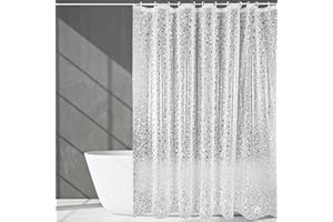 Yeahshion Tenda da Doccia in EVA Antimuffa 183 x 183 cm, Tenda da Bagno Impermeabile Semitrasparente in Ciottoli con 12 Ganci Antiruggine per Vasca da Bagno, Doccia