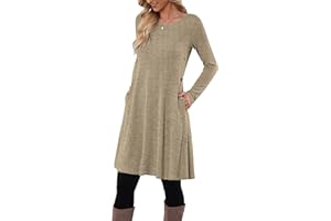 MOLERANI Robe Pull pour Femme à Manches Longues Robe Tunique boutonnée décontractée avec Poches