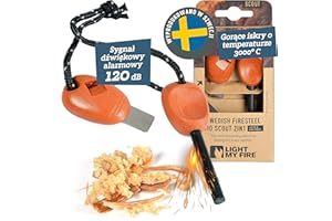 Light My Fire Krzesiwo Magnezowe do Rozpalania Ognia SCOUT, Zestaw Survivalowy Stal Fire Steel – Zestaw do Rozpalania Ognia z Krzemienia i Stali Magnezowej 2w1 – Krzesiwo Wojskowe 3000 Rozpaleń