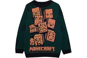 Popgear Minecraft Creeper Pumpkins Boys Knitted Jumper Green Sweater Fille