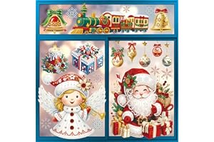 BORIYA Decoration Noel - Stickers Noel Fenetre,Visuelle en 4D Autocollant Noël Fenetre,Double Face Decoration Christmas Fenêtre Reutilisable,PVC Electrostatique Stickers Noel Vitre,Vitrophanie Noël Vitrine