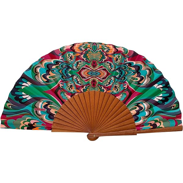 Handbemalter Flamenco Fächer Aus Holz - 22cm Mit Blumenmotiv