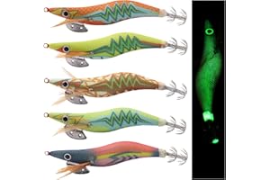 OROOTL Lot de 5/10 Leurre Calamar de Pêche Turlutte Leurres Lumineux pour Pêche en Eau Salée Squid Jigs Leurre Peche Mer