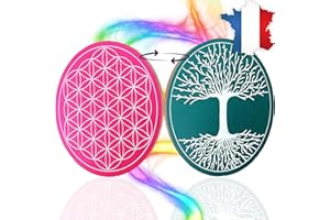 VIBRATIS Fleur de Vie en Bois pour Recharger Pierres et Pendules Divinatoires & Arbre de Vie ⌀15CM, Fabriquée en France