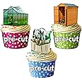 AK Giftshop PRE-CUT Green House Shed Allotment - Edible Cupcake Toppers/Cake Decorations (Pack of 12)