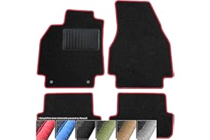 moto-MOLTICO Fußmatten Auto Velours Autoteppiche Schwarz Automatten Set 4-teilig passend für Renault Clio IV 2012-2020 (Rote - Ziernähte)