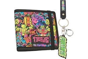 Fortnite Geldbörse und Schlüsselanhänger für Jungen und Teenagers, Kompaktgröße, Kartenetui mit Defy Design, Geschenkidee Set (Schwarz)