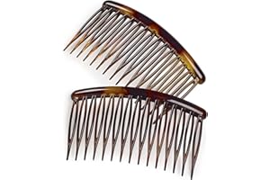 Manicare Seitenkamm, Schildpatt-Finish, Kunststoffkamm für französische Twist-Zöpfe, Haarnadel, starker Halt, Haarschmuck, geeignet für alle Haartypen und -längen, 2 Stück