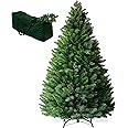 TrendMakers Christmas Tree - Artificial Christmas Trees with Lush Pine Tips | Bushy & Slim Xmas Tree - Sturdy Metal Stand & Free Storage Bag - Available In (3ft, 4ft, 5ft, 6ft, 7ft)