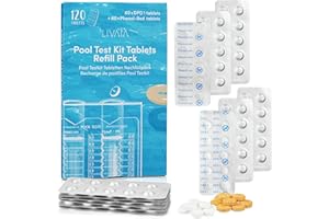 Pooltester Chlor und pH: 60er Nachfüll Set Testtabletten für Pool – 30 Phenol Red Tabletten, 30 DPD1 Tabletten – pH Wert und freies Chlor, pH Tester LIVAIA
