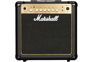 Marshall MG15GR Gitarren-Combo-Verstärker mit Reverb, Übungsverstärker geeignet für E-Gitarre – Schwarz und Gold