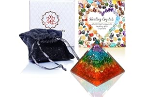 HEALING CRYSTALS INDIA Cristaux de guérison - Pyramide d'orgonite - Protection contre les interférences électromagnétiques - Reiki - Générateur d'ions négatifs pour énergie positive - Quartz et cuivre (chakra, 65 mm-75 mm)