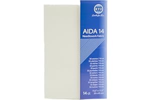 RTO Aida 14 Count Cross Stitch, 100% Cotton, Cream, 39 x 45 cm