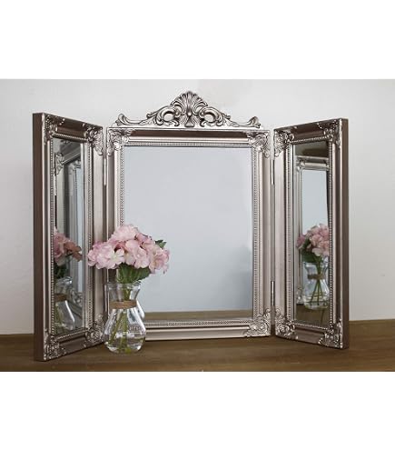 Miroir Coiffeuse Triple Lola Select Mirrors - 74x55cm, Style Vintage Argenté