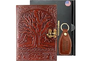 STAGLIFE Urban Leather Big Tree Journal – Carnet de croquis vintage fait à la main, marron, non ligné