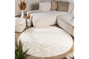 ‎FRAAI | HOME & LIVING FRAAI | Home & Living Teppich Skandinavisch Rund - Lova Diamond Creme - Einfarbig - Modern, Skandinavisch - Wohnzimmer, Esszimmer, Schlafzimmer - Fellteppich - Carpet