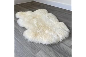 SHEEPSKIN WORLD Arthur Cameron - Genuine Double-Fleece Sheepskin Rug with a Natural Suede Backing - Non-Allergenic, Extra Thick & Dense Wool with a Soft, Fluffy Texture