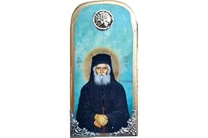 ICONSGR in Legno Greca Christian Orthodox Wood Icon of Saint Paisios/OP10