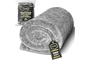 CARMAX PREMIUM CAR CARE CarMax – Asciugamano deluxe per asciugatura auto – Asciugamano in microfibra double-face da 1400 g/m² per un'asciugatura rapida senza striature e dettagli - XL (60cm x 40cm)