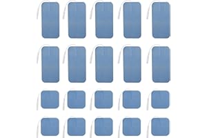 Stonenect Électrodes adhésives Patch d’électrode carré Pansements autocollant Tampons adhésifs remplacement pour TENS/EMS Machines (10Pcs 5 x5cm+10Pcs 5 x10cm- Bleu)