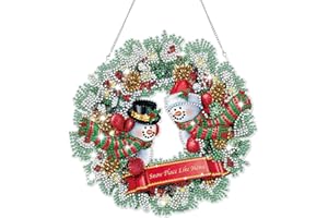 GADITIEK Diamond Painting Natale Doppia Faccia Pendente, 5D Strass Diamond Art Painting Appendere Ornamenti, Christmas Pittura Diamante Pendente Kit per Porta Parete Finestra Hanging Decorazione (Red)