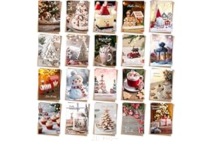 COOYUIO 20 Weihnachtskarten mit Umschlag Set - Hochwertiges Klappkarten Set mit Sprüche - 12x17cm Merry Christmas Cards mit Weihnachtsatmosphäre Echte Szenenmuster - Blanko Seiten zum Schreiben und Drucken