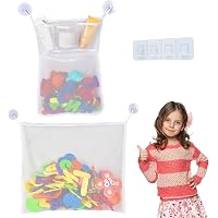Filet De Rangement Pour Jouets De Bain - Avec 3 Compartiments Et 4 Crochets, Organisateur De Salle De Bain
