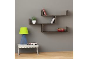 ‎HOCUS PICUS HOCUS PICUS | Tibet Holz Bücherregal | Wandregal mit 3 Etagen, Bücherschrank für Schlafzimmer, Büro, Wohnzimmer | 120 x 33 x 66 cm | Dunkel Kaffee