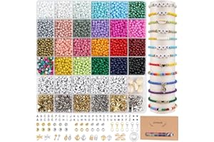 ARTREE 3500PCS Kit de Perles Petites 4mm en Verre pour Bijoux/Bracelet, pour la Fabrication de Boucles D'oreilles Bracelets Colliers