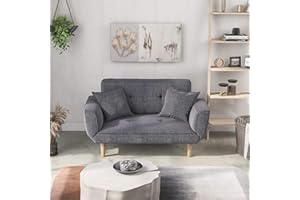ModernLuxe Small Sofa Bed 2 Seater Living Room Couch Settee with Recliner and Sleeper Function Modern and Sleek Perfect for Children's Naps - Gray Fabric Material