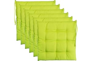 Brandsseller Cojín de Silla Aprox. 40 x 40 cm Cojín de Asiento con Correas de Sujeción para Interior Exterior como Juego de 6 - Verde