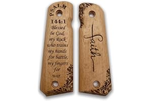 ZIB GRIPS ZIB-Griffe für 1911: Handfeuerwaffengriffe aus Holz in Originalgröße mit Bibelverse-Serie – passend für eine Vielzahl von 1911-Modellen – 1911-Zubehör (Psalm 144-1)