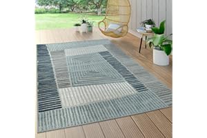‎PACO HOME Paco Home Dywan Do Wewn±trz I Na Zewn±trz Na Taras I Balkon Modny Geometryczne Wzory, Rozmiar:160x230 cm, Kolor: Niebieski