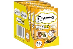 DREAMIES SHAKE UPS Multivitamins Geflügel Picknick, Katzenleckerlis im Portionsbeutel - 55g (6 Beutel)