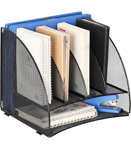 NASSMOSSE Organiseur Bureau Métal 7 Compartiments Amovibles – Trieur Vertical Robuste Gain De Place, Porte-Documents Pour Bureau Ou Classe